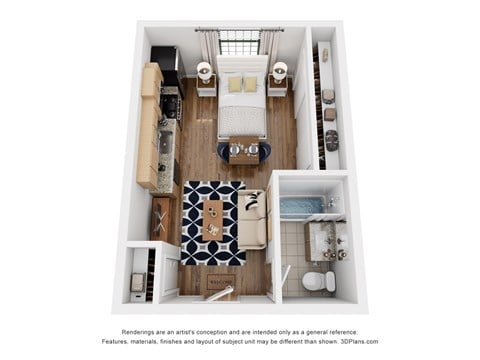 Floor plan for studio, 1 bath, 483 sqft